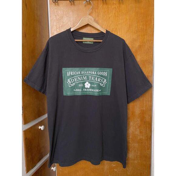 Denim Tears African Diaspora Goods Graphic Logo Gray Tee Men’s Size XXL T-shirt - Picture 1 of 9